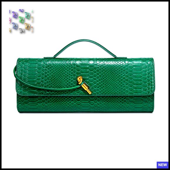 Handbags - Leather Clutch Bag Crocodile Print Elegant Evening Handbag Crossbody Tote